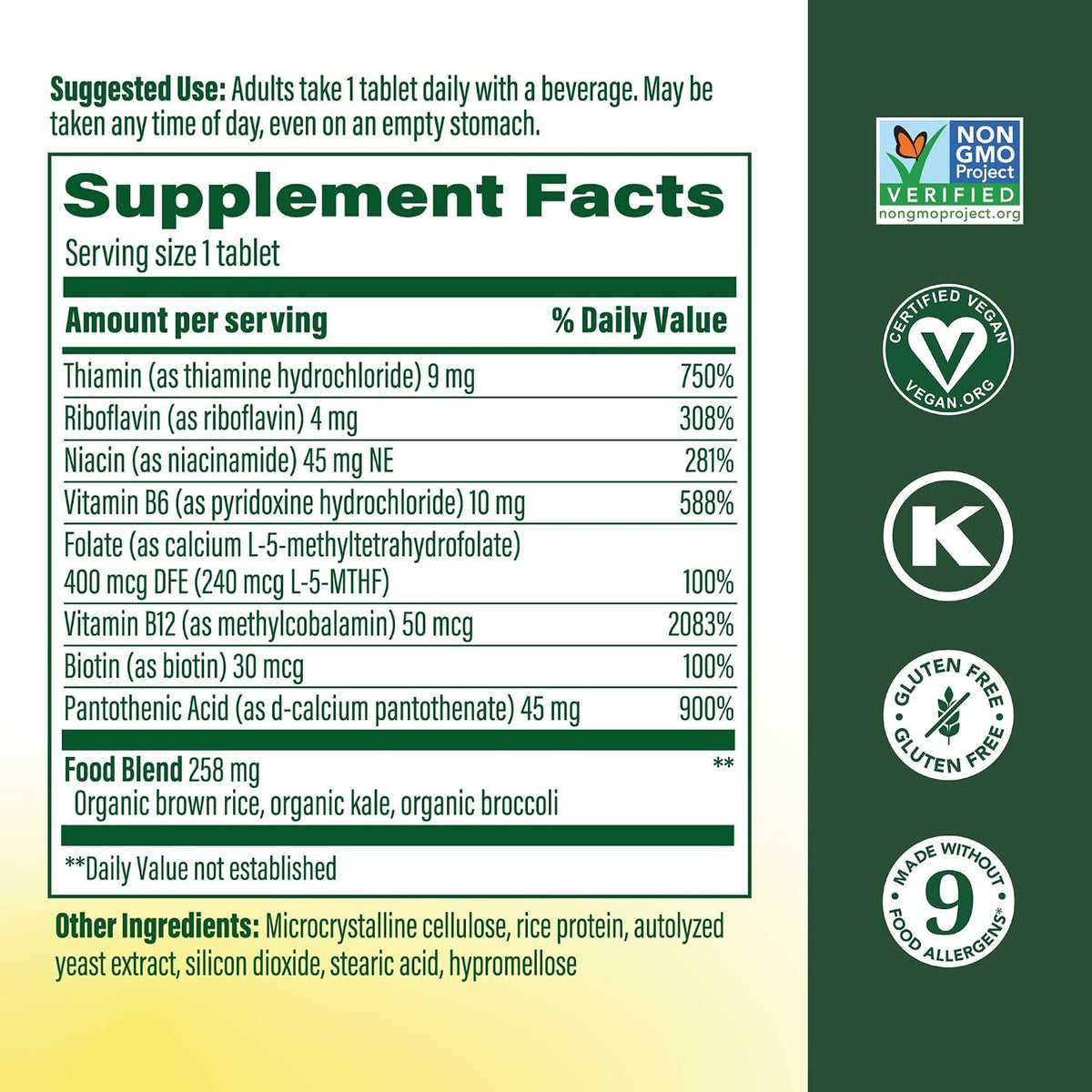 MegaFood Balanced B Complex - 8 B Vitamins for Energy & Nervous System Support, Vegan, Gluten Free - 60 Tablets - görsel 2
