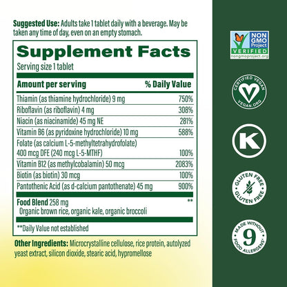 MegaFood Balanced B Complex - 8 B Vitamins for Energy & Nervous System Support, Vegan, Gluten Free - 60 Tablets