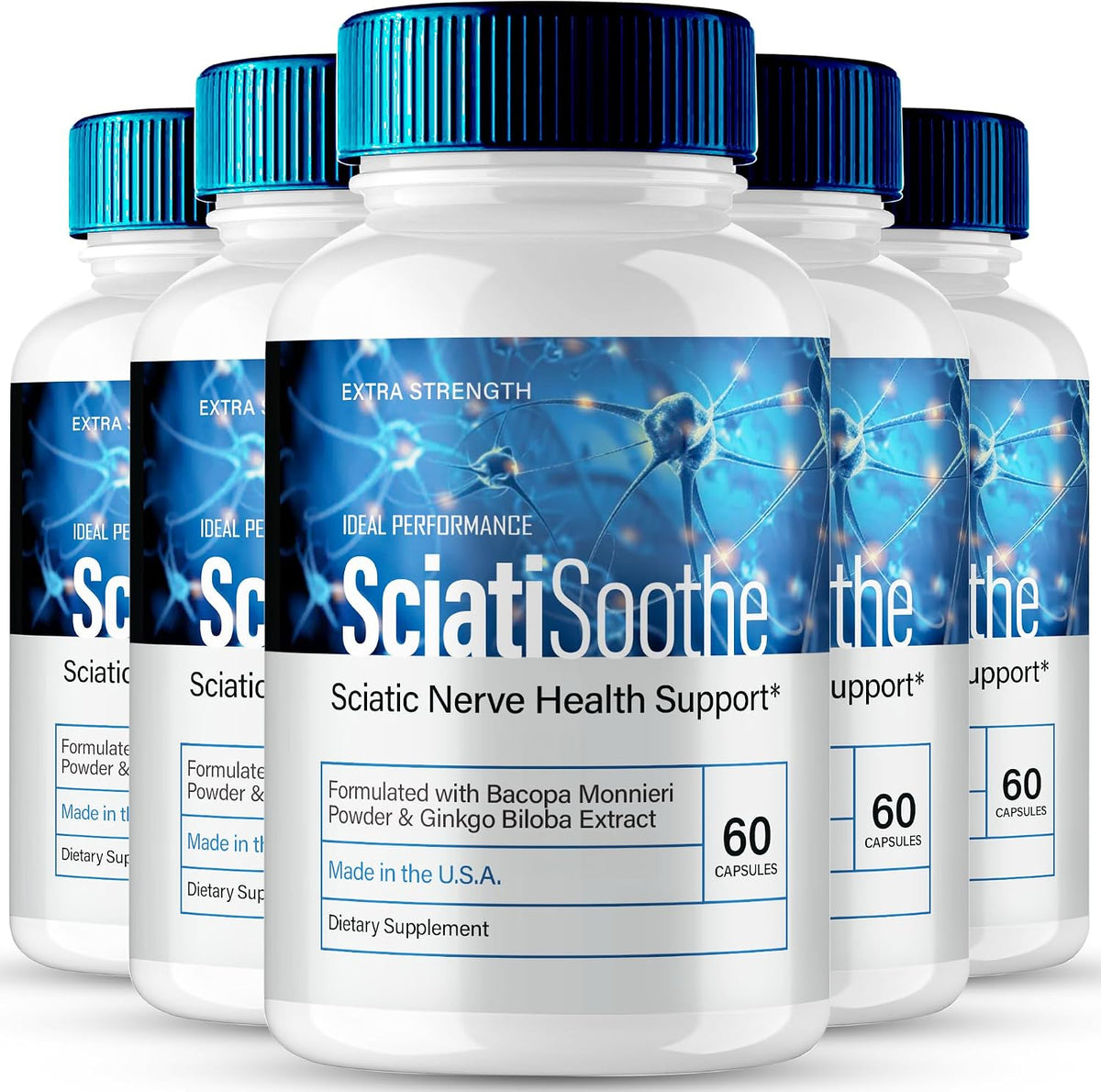 SciatiSoothe for Sciatica Capsules, Sciati Soothe Nerve Health Support, SciatiSoothe Supplement Advanced Formula, Nerve Support Pills - Maximum Strength - SciatiSoothe Reviews (5 Pack) - görsel 1