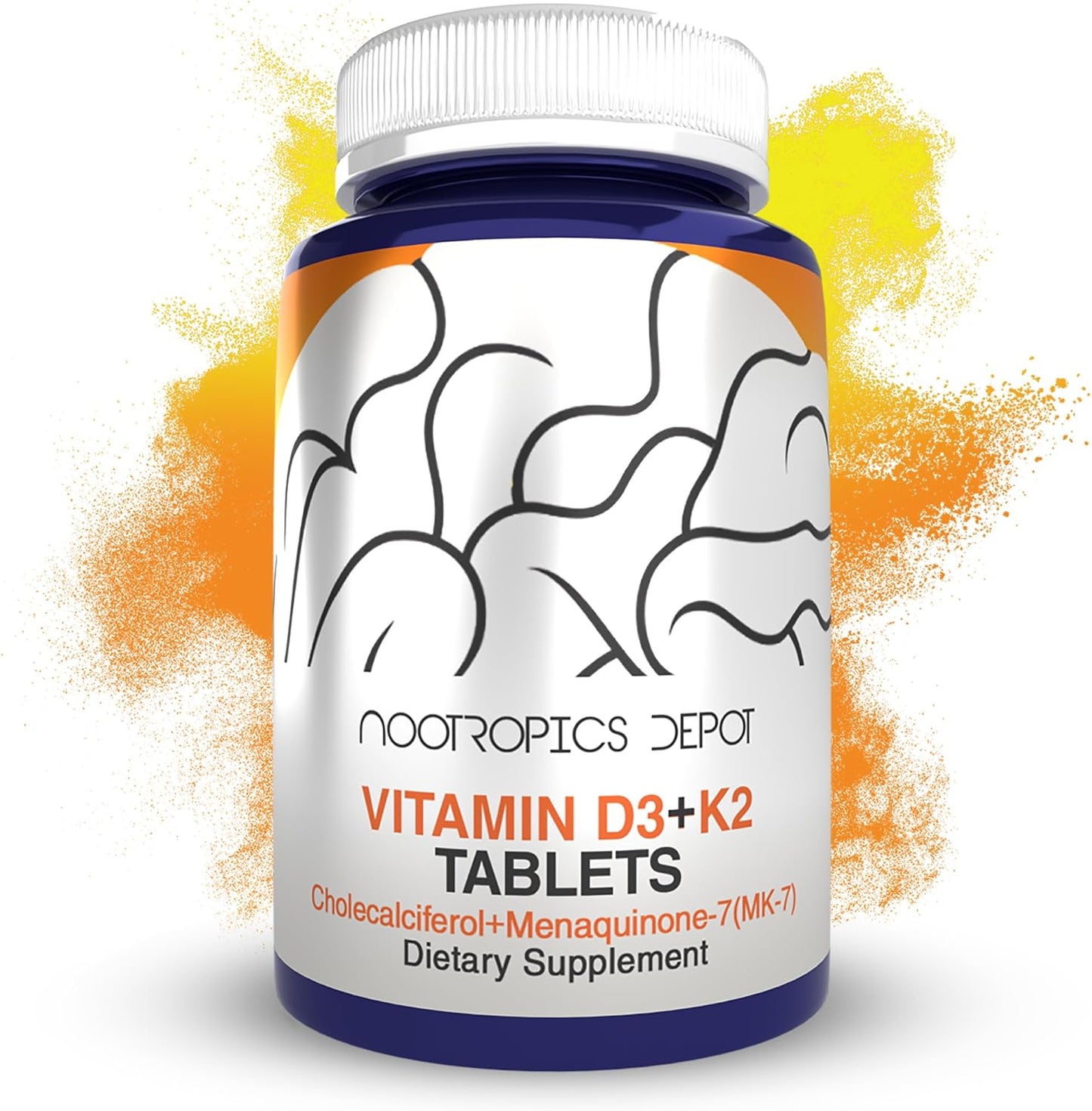 Nootropics Depot Vitamin D3 + K2 with Vitamin C Tablets – 365 Count (5000 IU) - görsel 1