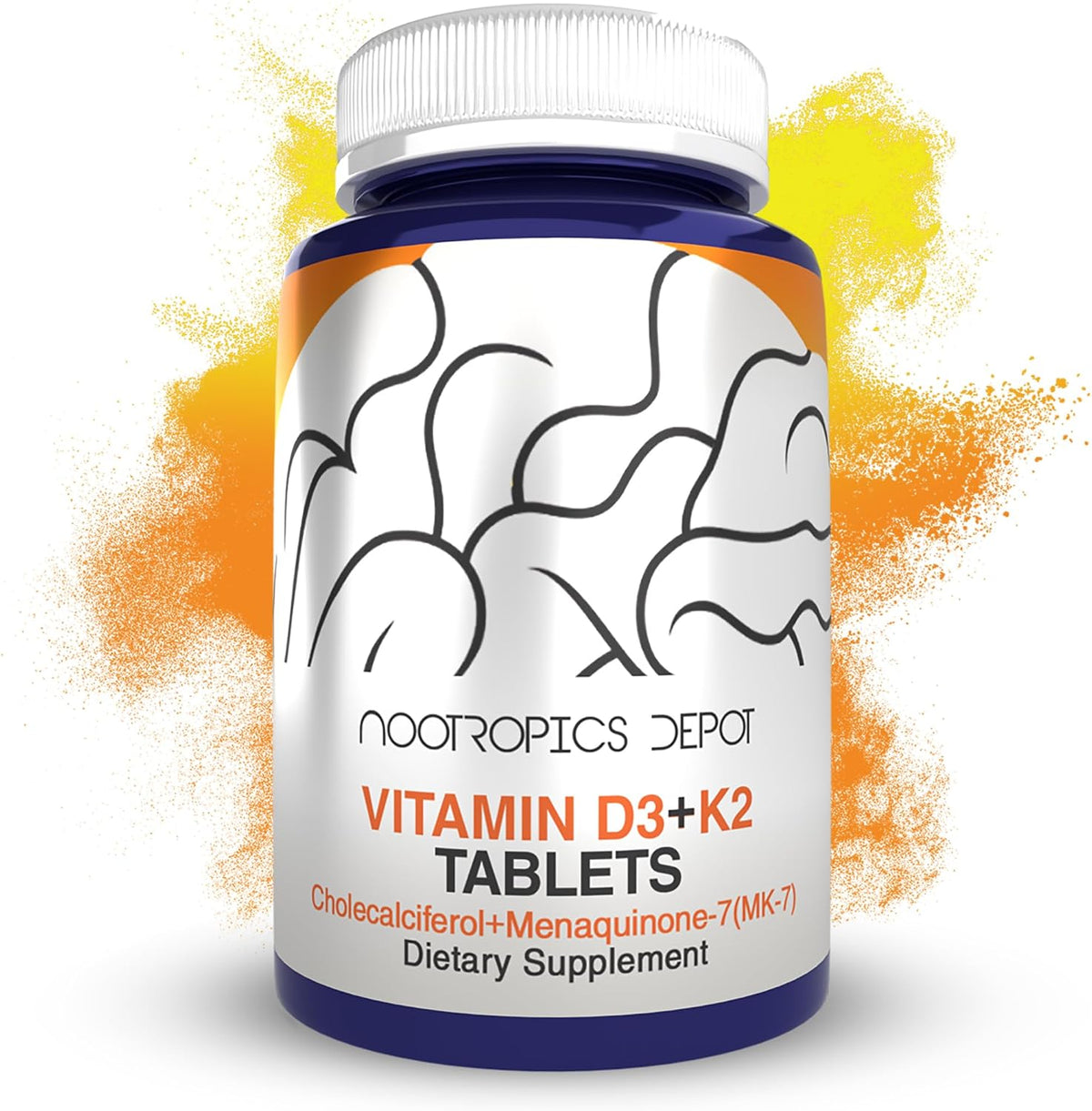 Nootropics Depot Vitamin D3 + K2 with Vitamin C Tablets – 365 Count (5000 IU) - görsel 1