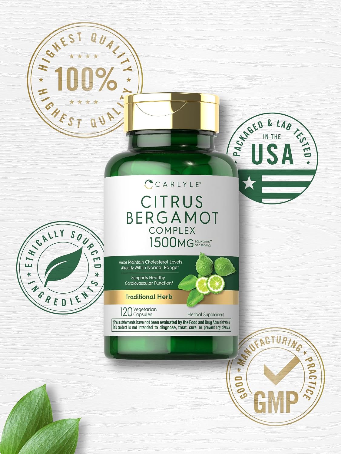 Carlyle Citrus Bergamot Supplement | Extract Complex | 120 Capsules | Non-GMO, Gluten-free - görsel 6