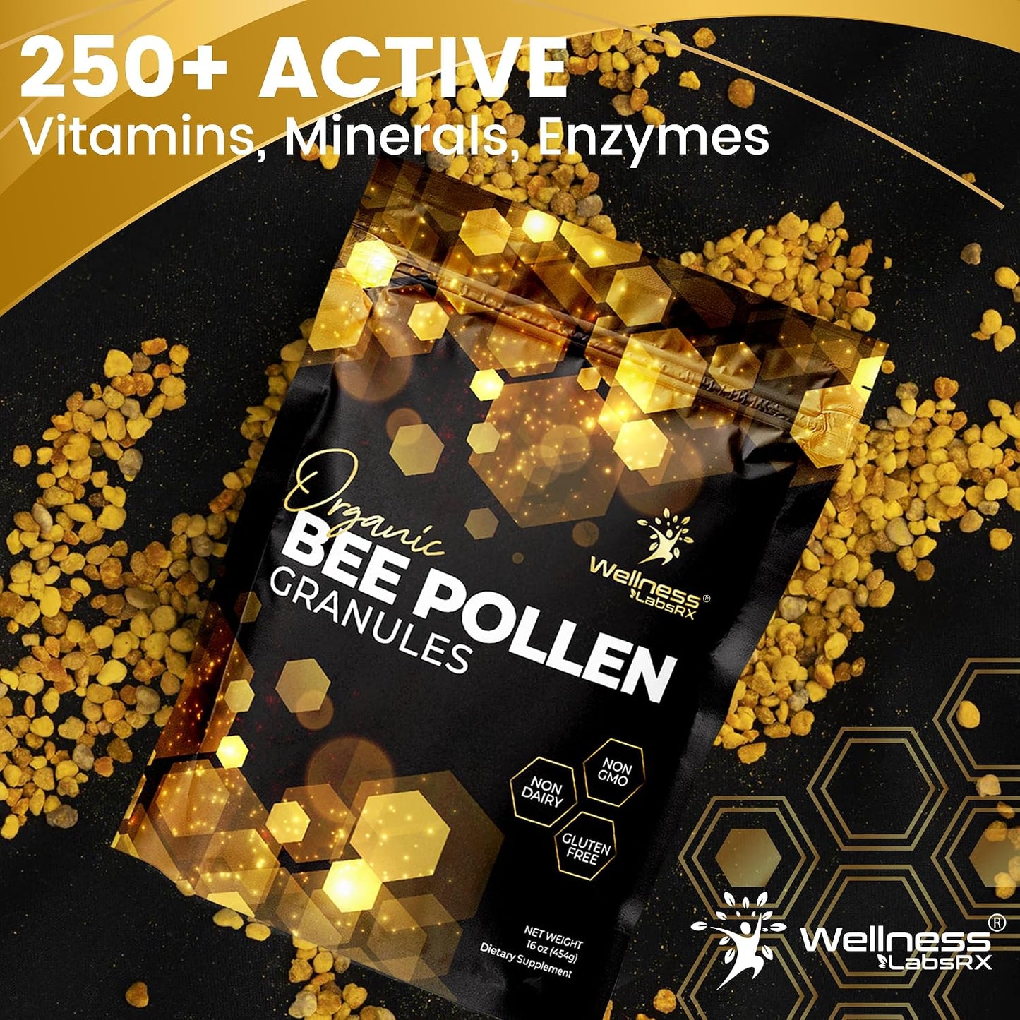 WellnessLabsRX Bee Pollen Granules - Third-Party Tested, 454 g - Keto-Friendly Superfood Supplement - görsel 7
