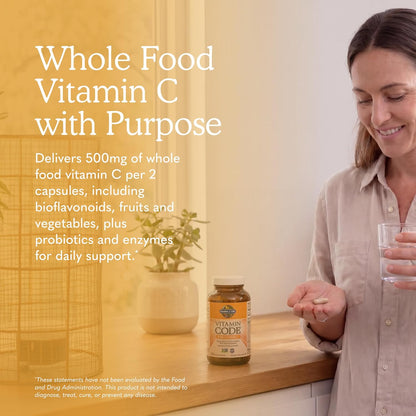 Garden of Life Vitamin Code Raw Vitamin C - 120 Capsules, 500mg Whole Food Vitamin C Capsules + Fruit & Vegetable Blend & Probiotics, Supplements for Adults, Vegan, Gluten-free