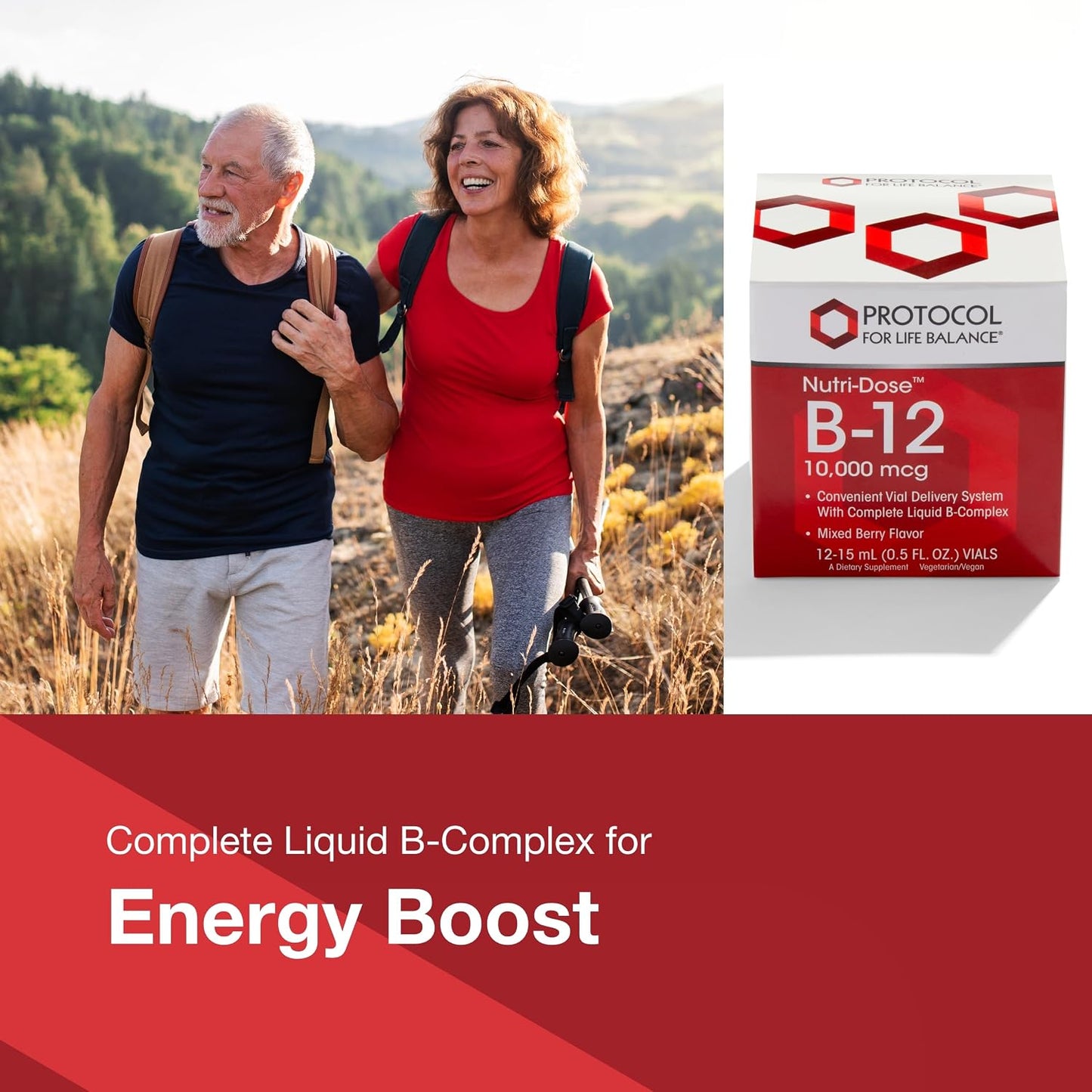PROTOCOL FOR LIFE BALANCE Nutri-Dose B-12 10,000mcg Liquid Vitamin B12 - with Folate & Biotin, 12 Vials - görsel 3