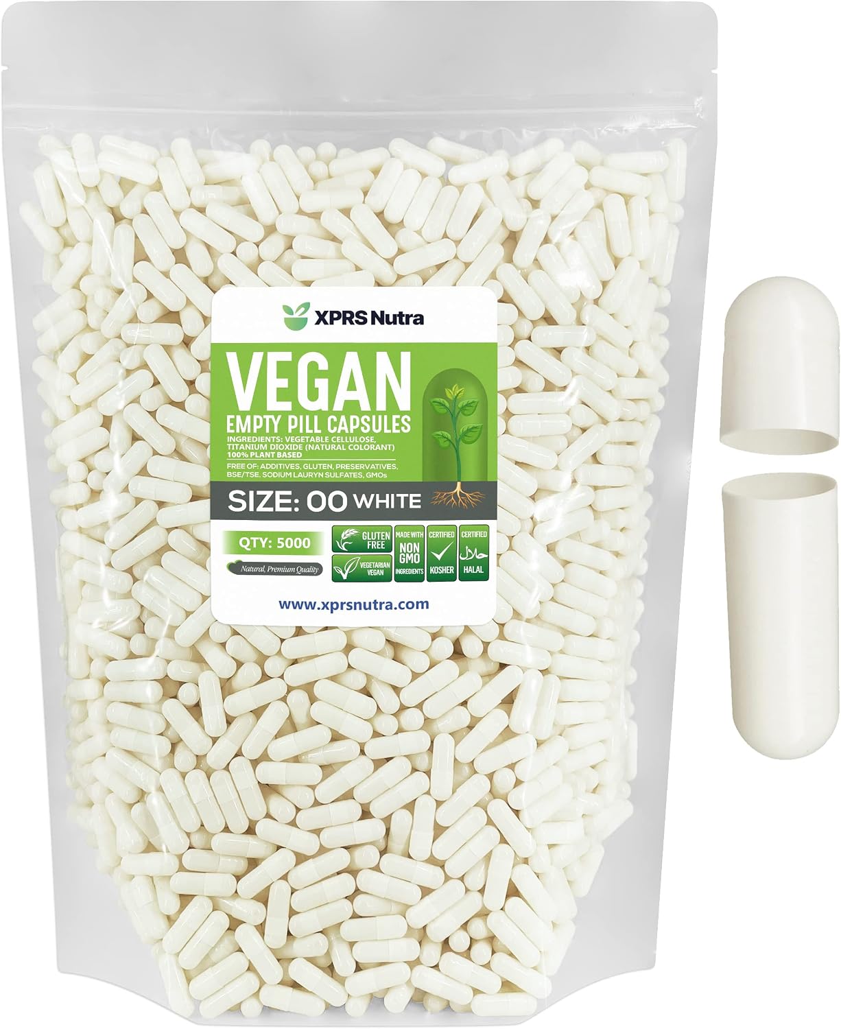XPRS Nutra Size 00 Empty Capsules - 5000 Count Empty Vegan Capsules - görsel 1