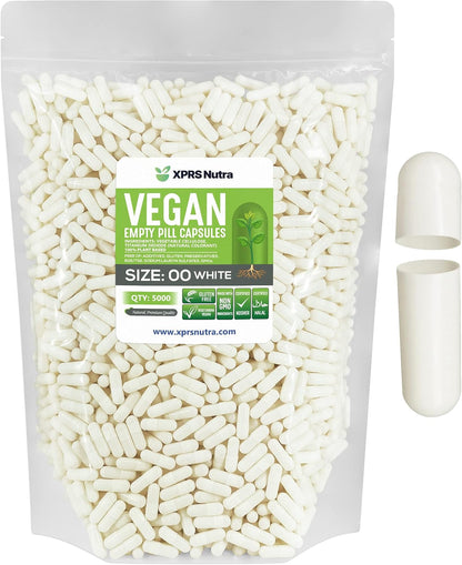 XPRS Nutra Size 00 Empty Capsules - 5000 Count Empty Vegan Capsules