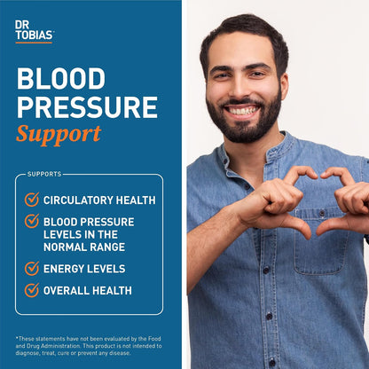 Dr. Tobias Blood Pressure Support – Hawthorn, Hibiscus, Olive Leaf & Garlic – 90 Capsules