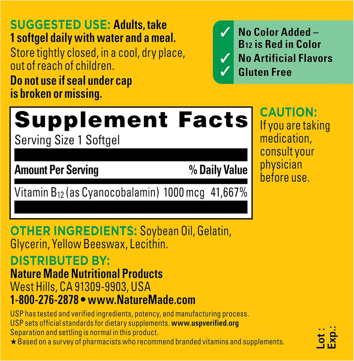 Nature Made Vitamin B12 1000 mcg Softgels, 150 Count - görsel 8