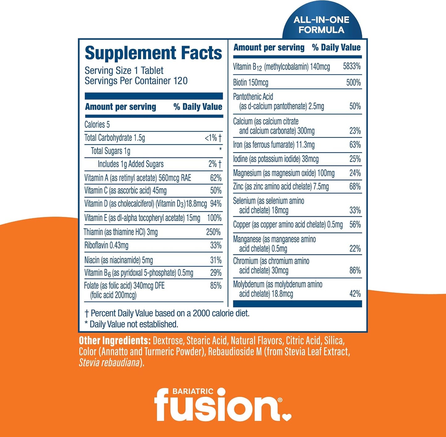 Bariatric Fusion Orange Cream Flavoured Complete Chewable Bariatric Multivitamin with Iron - 120 Tablets - görsel 4