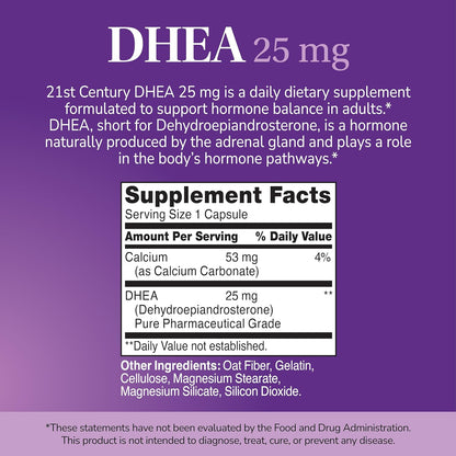 21st Century DHEA 25 mg Capsules (90 Count)