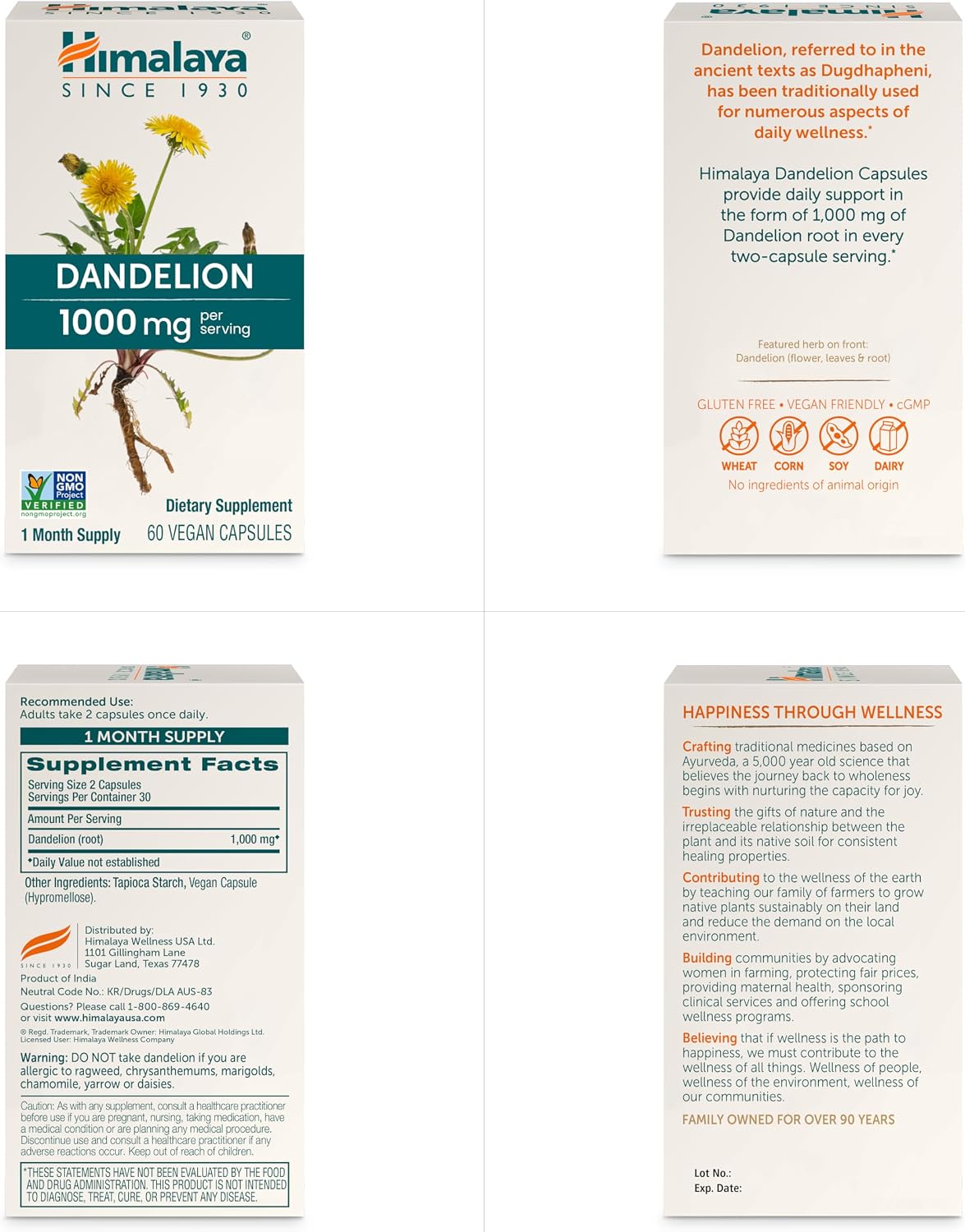 Himalaya Dandelion Root Supplement - 1000 mg, 60 Capsules - Vegan & Gluten-free - görsel 2