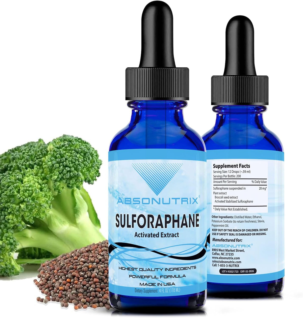 Absonutrix Activated and Stabilised Sulforaphane, 20 mg, 200 Servings, Liquid Drops - görsel 1