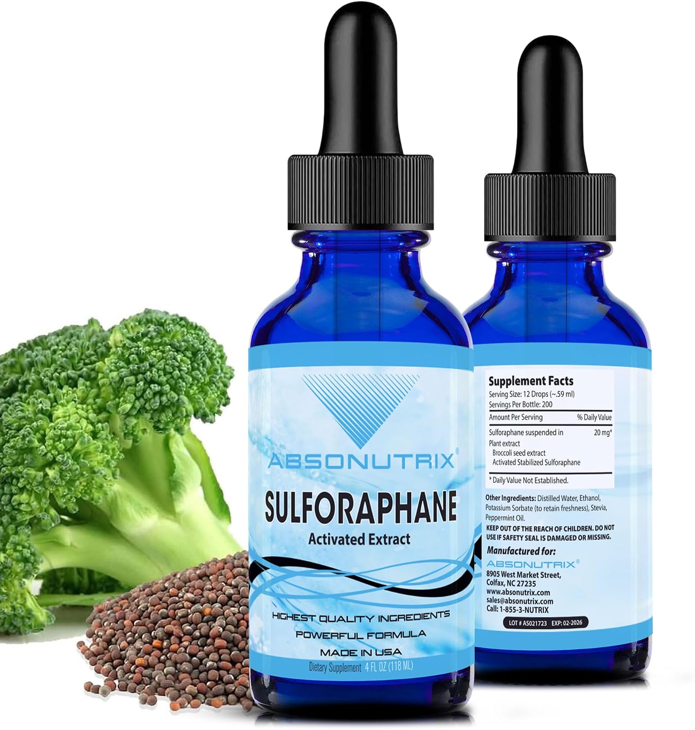 Absonutrix Activated and Stabilised Sulforaphane, 20 mg, 200 Servings, Liquid Drops - görsel 1