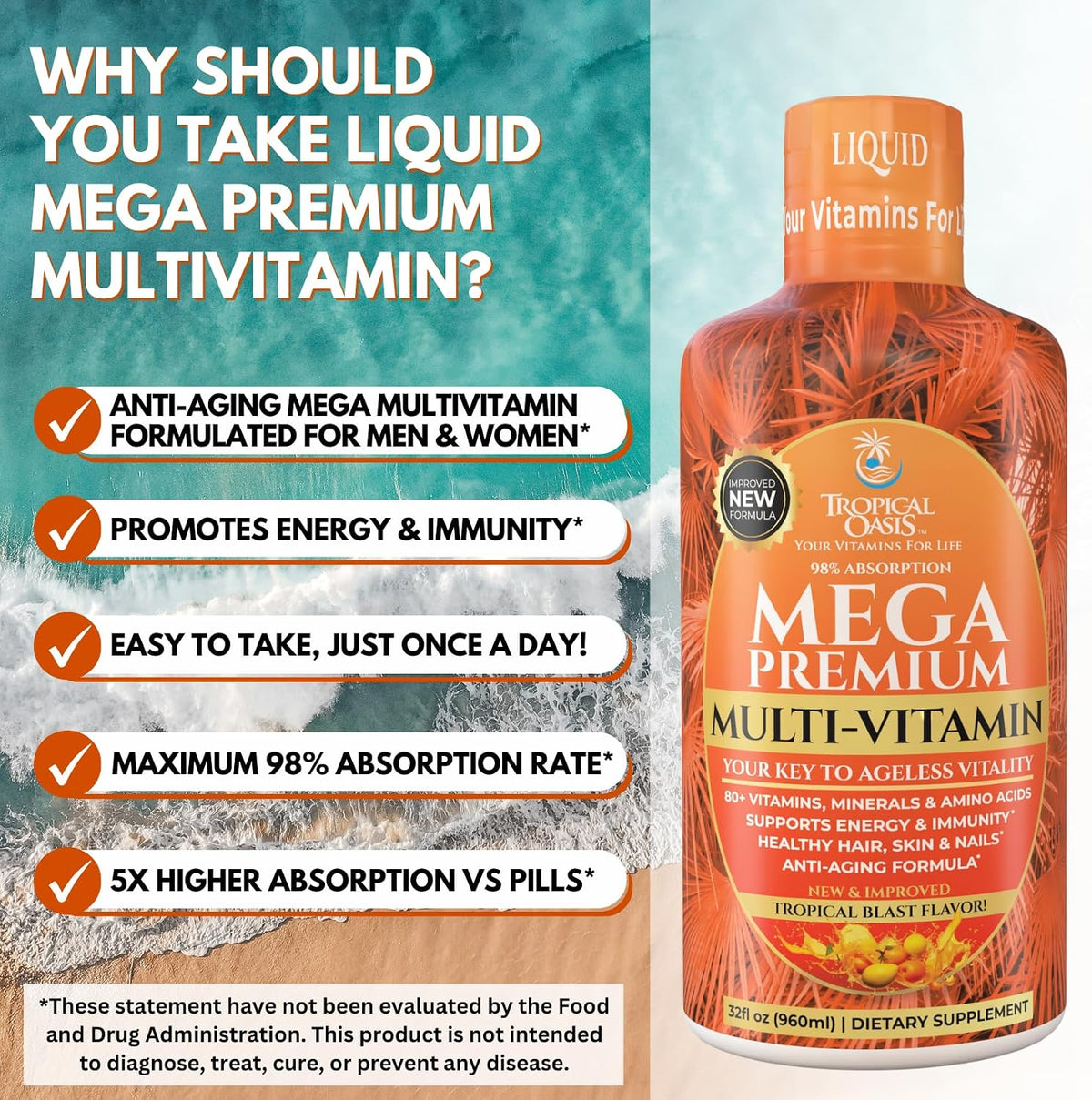 Mega Premium Liquid Multivitamin - Orange Flavour, 32 Servings - görsel 5