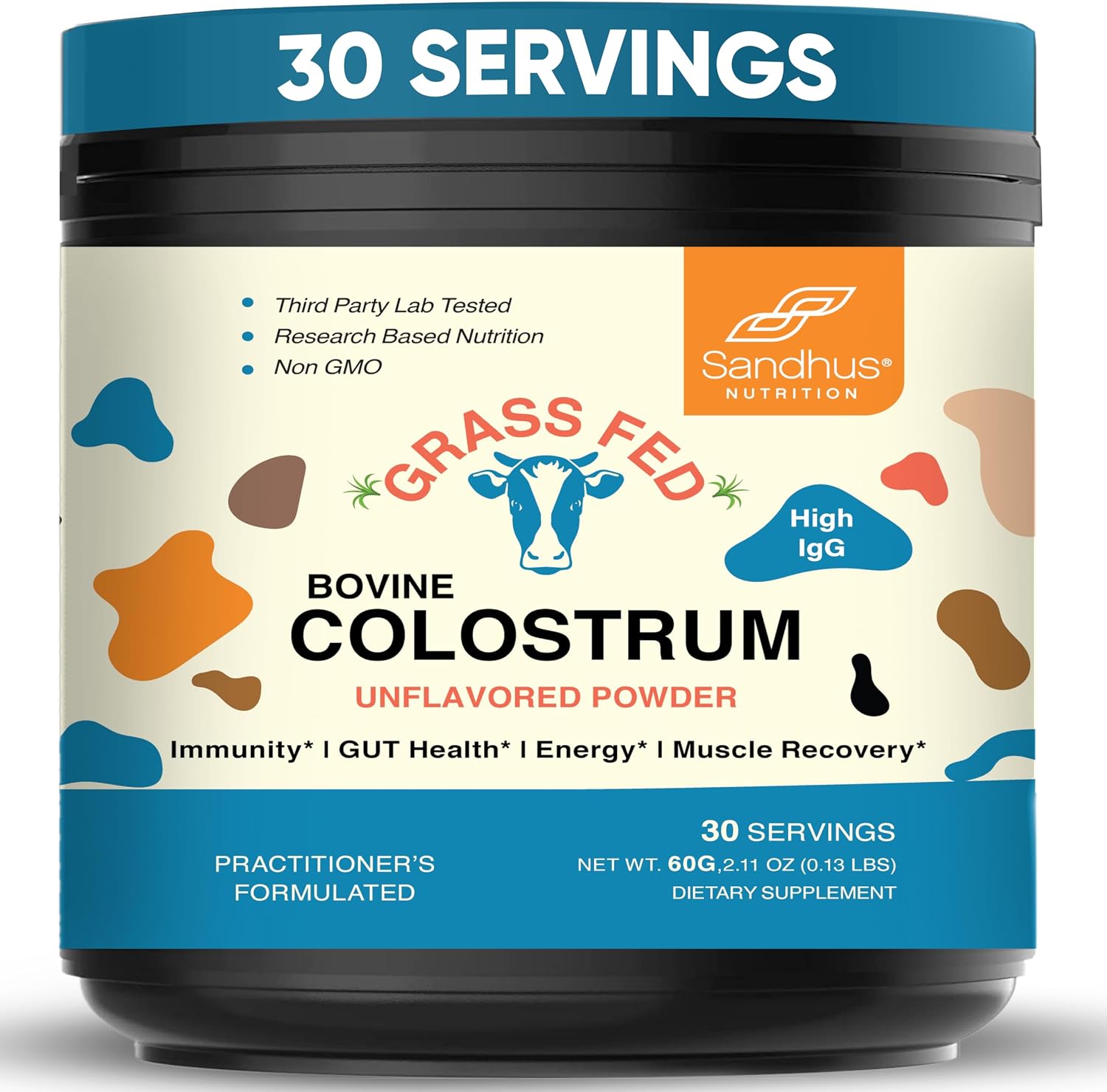 Sandhu's Grass-Fed Bovine Colostrum Powder for Adults – 30 Servings - görsel 1