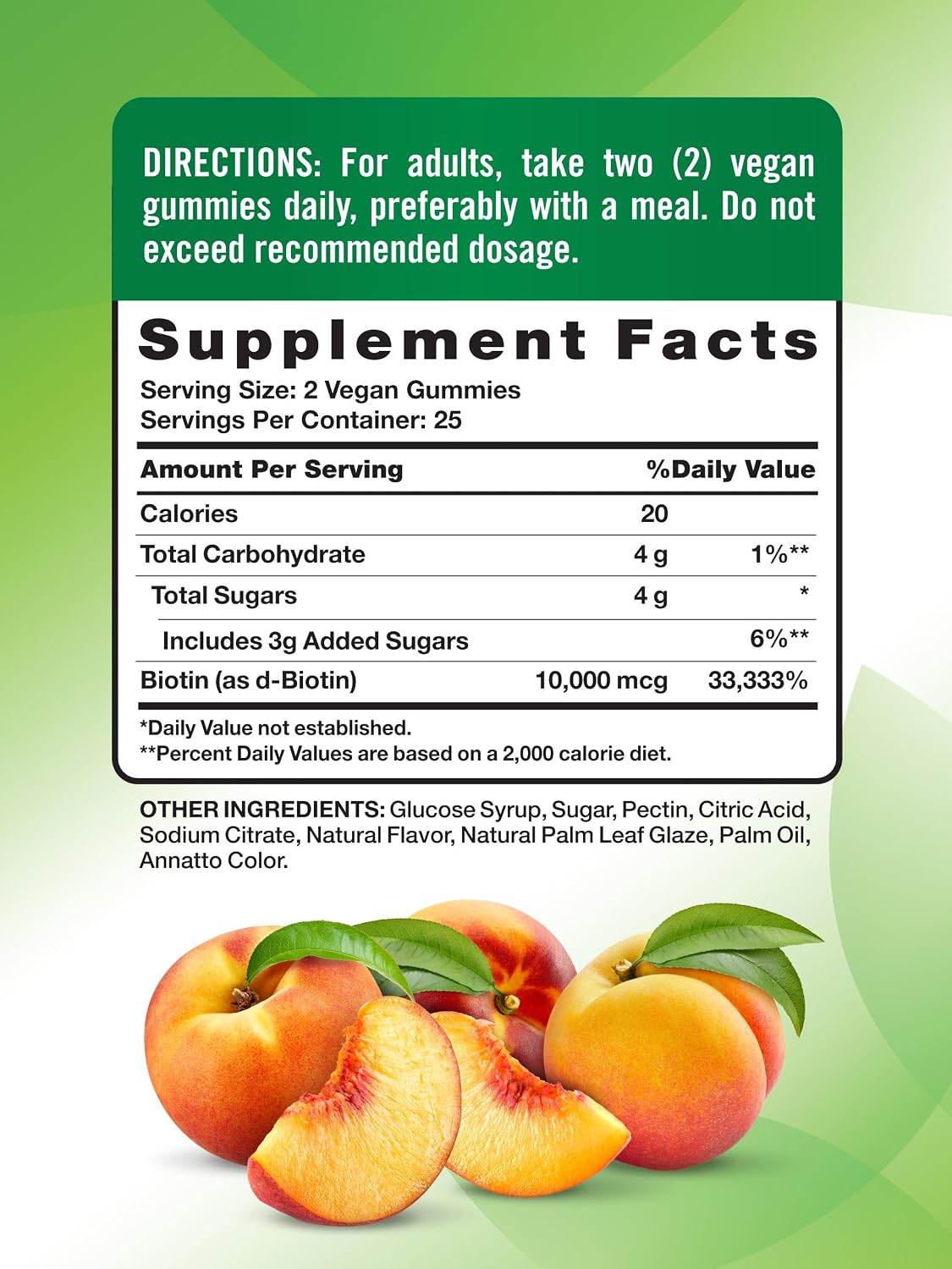 Nature's Truth Biotin Gummies | 10000mcg | 50 Count | Vegan, Non-GMO & Gluten-free | Peach Flavour - görsel 2