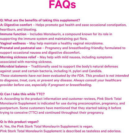 Pink Stork Monolaurin Pellets – Vegan Lauric Acid Immune & Gut Support for Women – Microbial Balance, Digestive Wellness – Odourless, Scoopable Supplement – 226g – 75 Servings