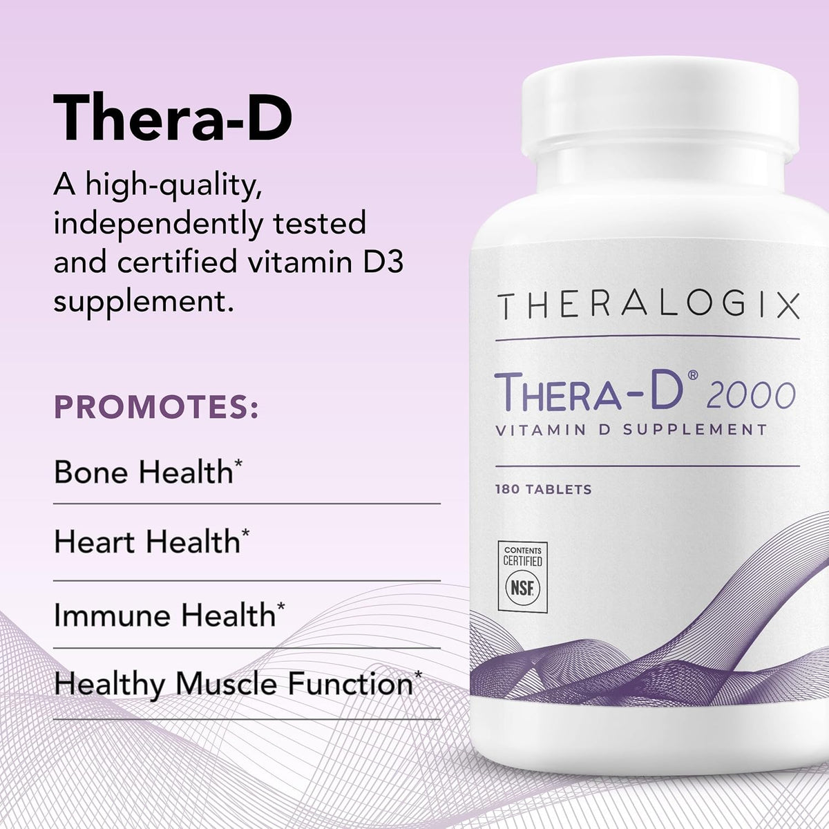 Theralogix Thera-D 2000 - Vitamin D3 Supplement, 2,000 IU (50 mcg), 180 Tablets - görsel 4