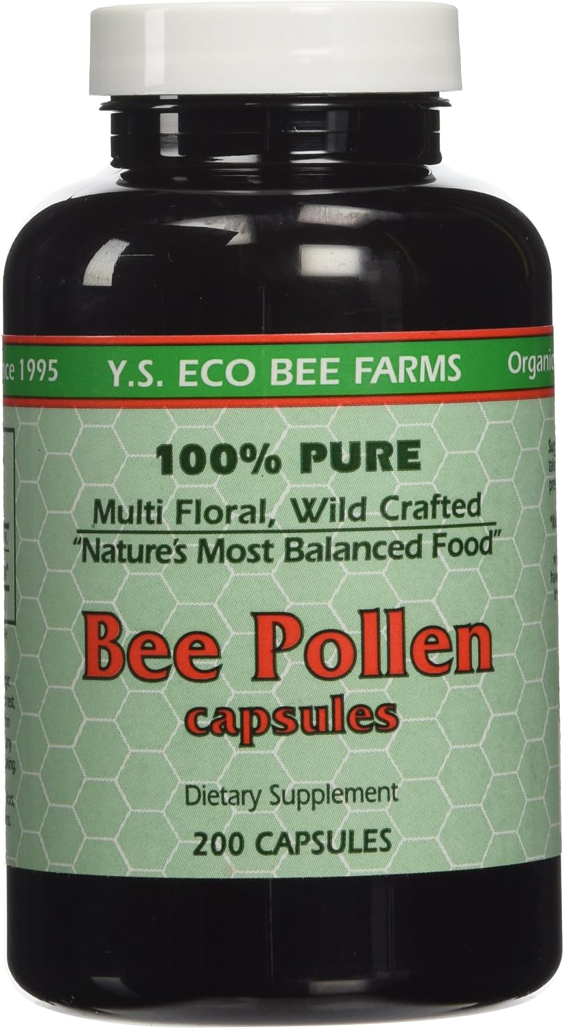 Y.S. ECO Bee Farms 100% Pure Bee Pollen, 1000mg, 200 Capsules - görsel 1