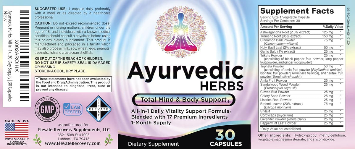 Ayurvedic Herbs 17-in-1 Supplement - Mind & Body Balance - 30 Capsules - görsel 5