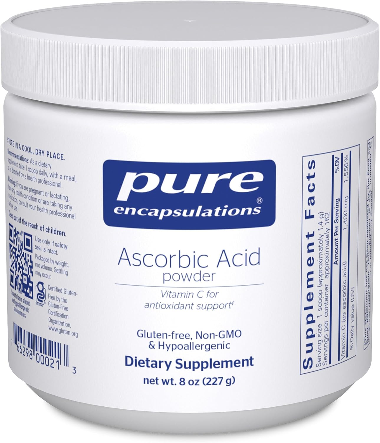 Pure Encapsulations Ascorbic Acid Powder – Hypoallergenic Vitamin C Supplement for Antioxidant Support (227 g) - görsel 1