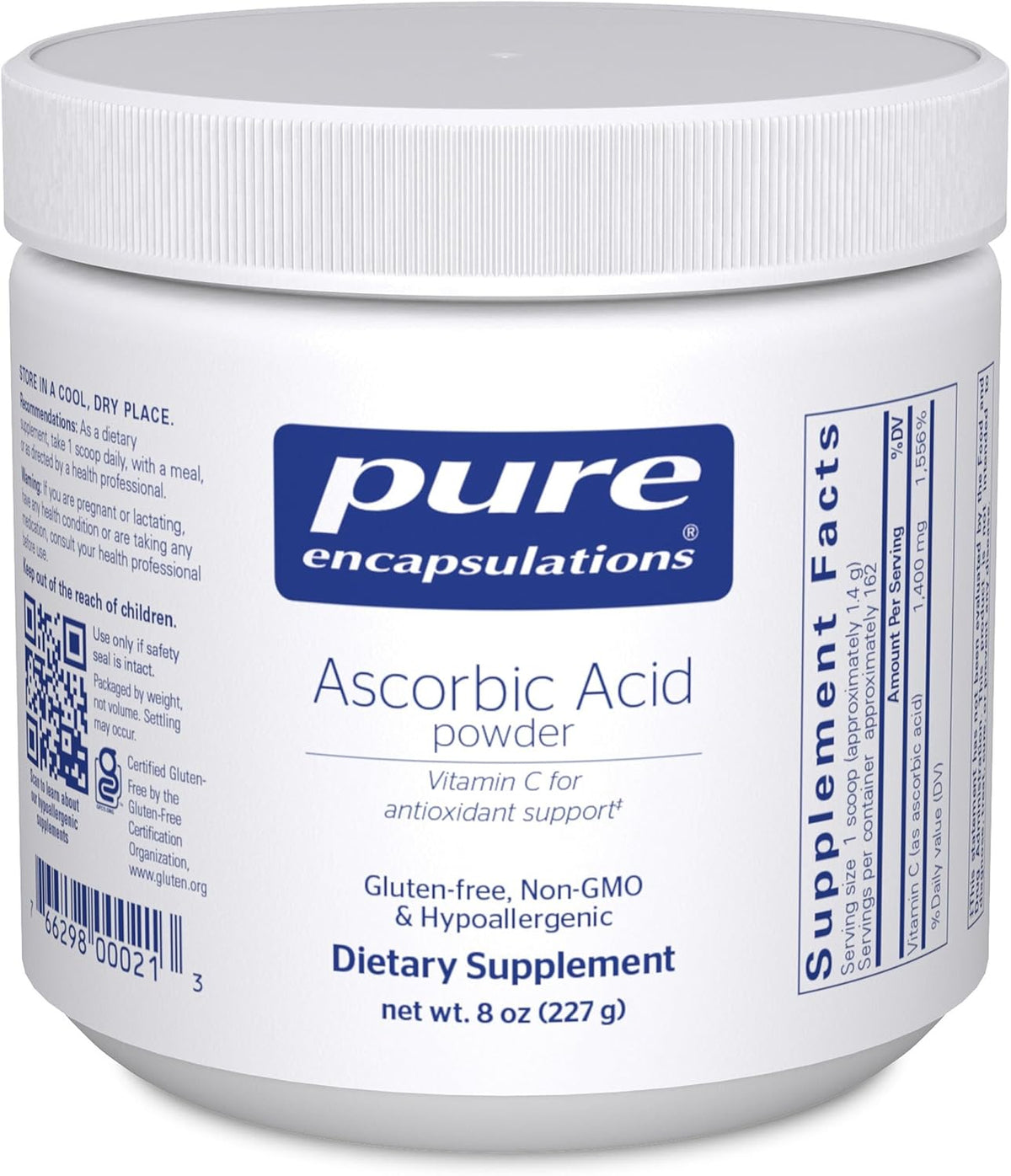Pure Encapsulations Ascorbic Acid Powder – Hypoallergenic Vitamin C Supplement for Antioxidant Support (227 g) - görsel 1