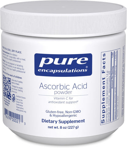 Pure Encapsulations Ascorbic Acid Powder – Hypoallergenic Vitamin C Supplement for Antioxidant Support (227 g)