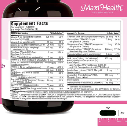 Maxi Health - Methyl Prenatal DHA Prenatal Vitamins for Women - Clinician Formulated, Kosher, Gluten-free Prenatal Multivitamin with 25 Nutrients Including DHA, Folic Acid & More, 60 Liquid Capsules