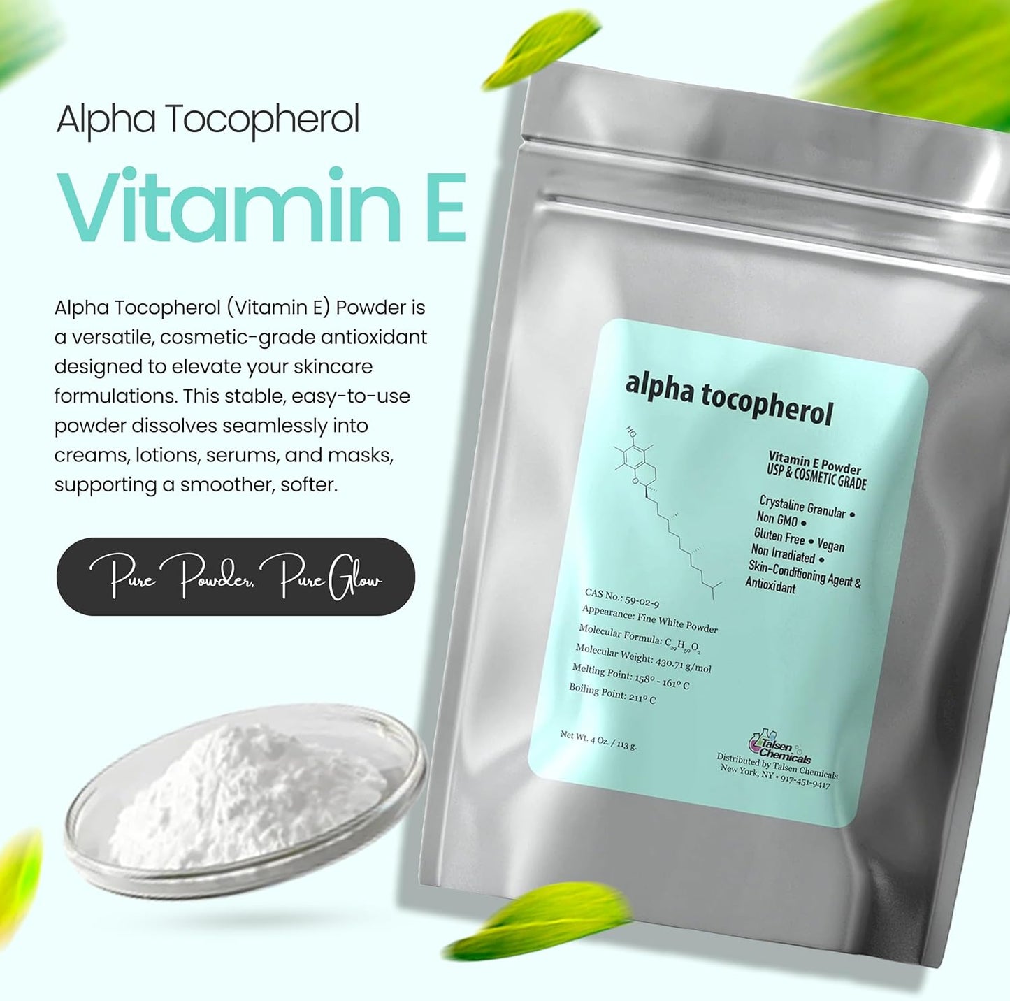 Alpha Tocopheryl Acetate Vitamin E Powder for Skin care DIY Cosmetic Grade 700 IU Acetate Powder (113 g) - görsel 2