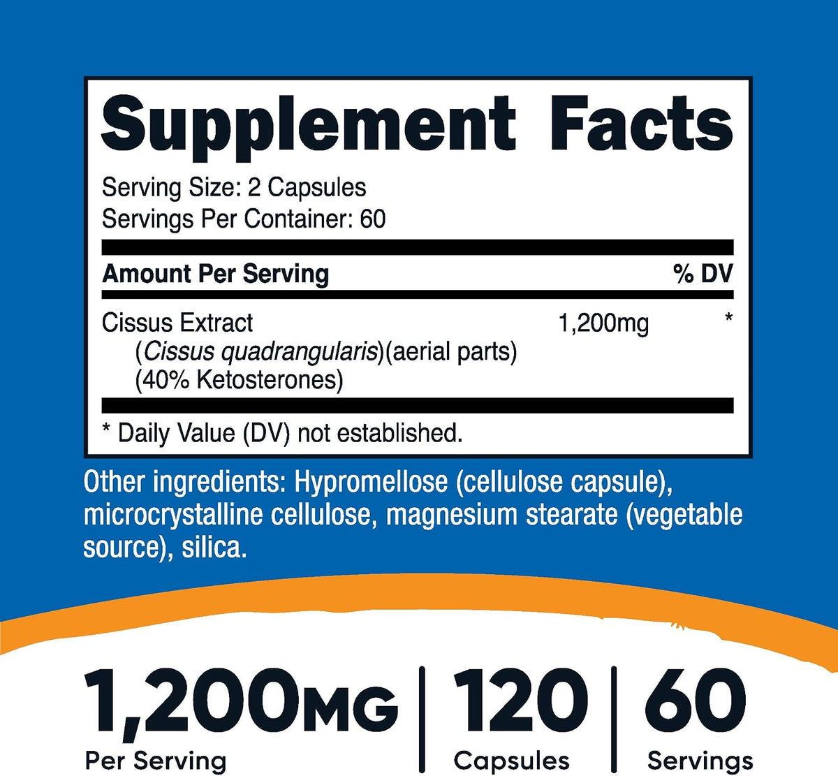 Nutricost Cissus Quadrangularis 1200 mg - 120 Capsules (60 Servings) - görsel 2