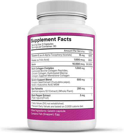 NEW AGE Collagen Capsules with Biotin, Keratin, Saw Palmetto, Hyaluronic Acid, Vitamin E, Folic Acid, Pumpkin Seed, MSM (Pack of 2, 180 Capsules)