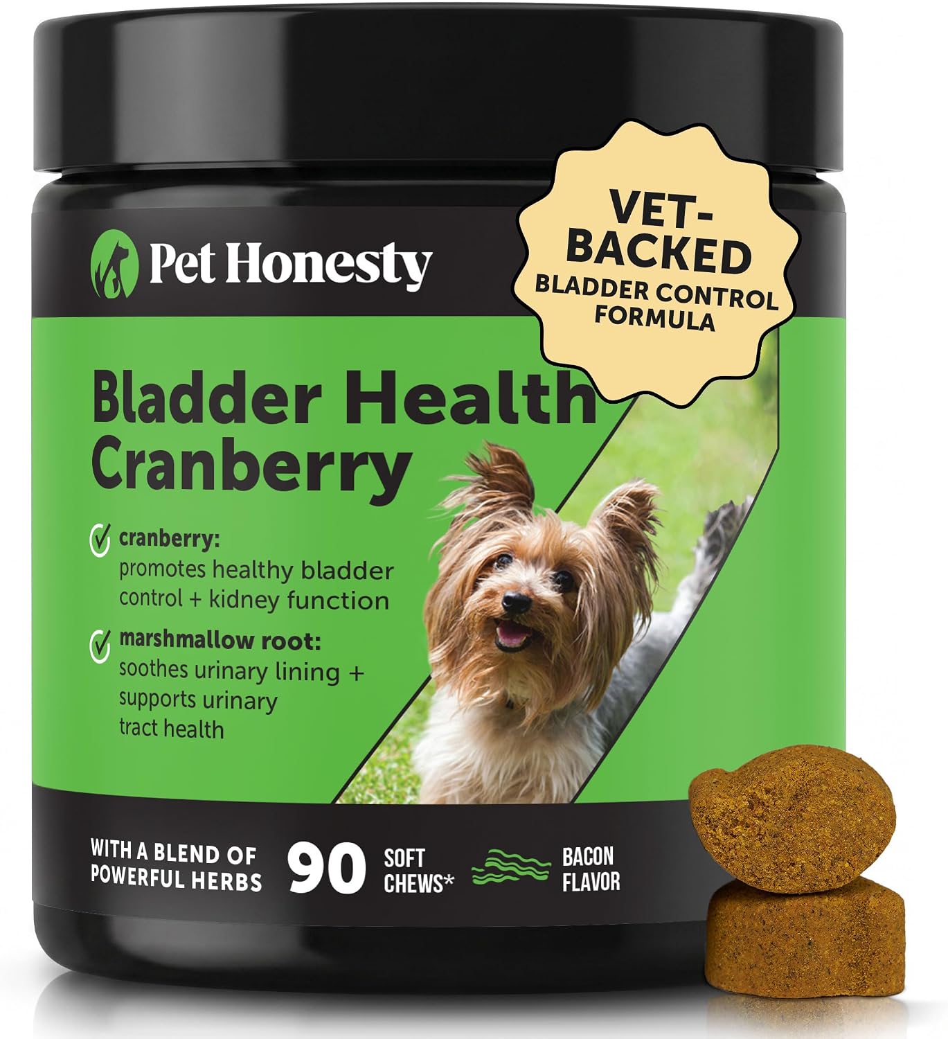 Pet Honesty Cranberry for Dogs Urinary Tract Support - Bacon Flavour, 90 Chews - görsel 1