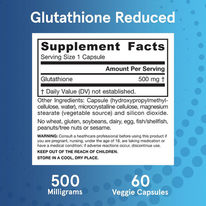 Jarrow Formulae Glutathione Reduced 500 mg – 60 Veggie Capsules