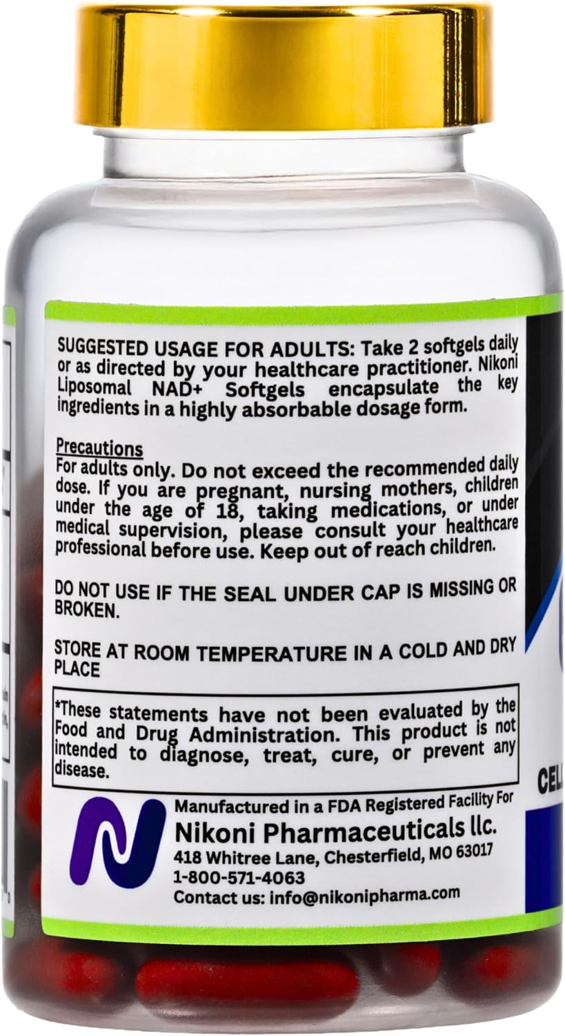 Nikoni Liposomal NAD+ 2000 mg with TMG and Pterostilbene – Healthy Ageing Support – 240 Soft gel capsules - görsel 3