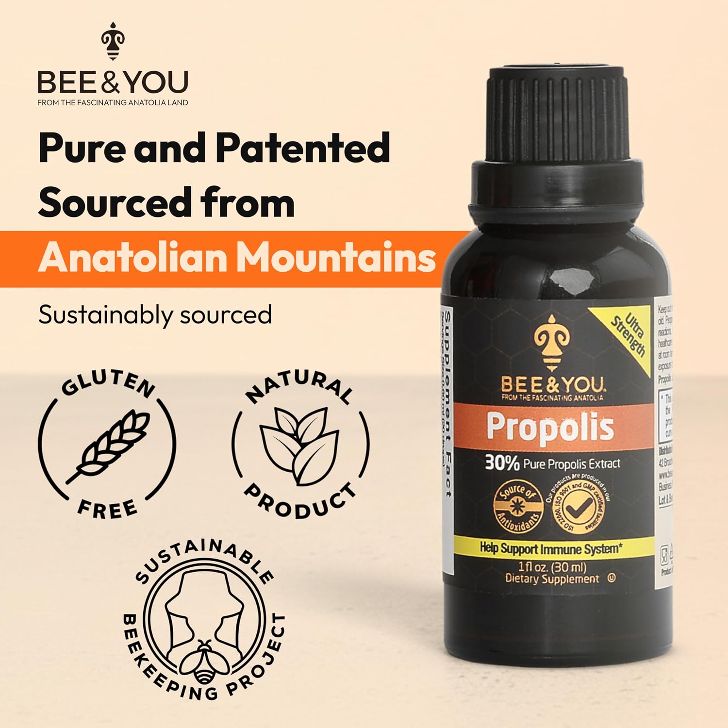 Bee & You Propolis Liquid Extract Drops – 30% Propolis, Ultra-Pure, 30 ml - görsel 4