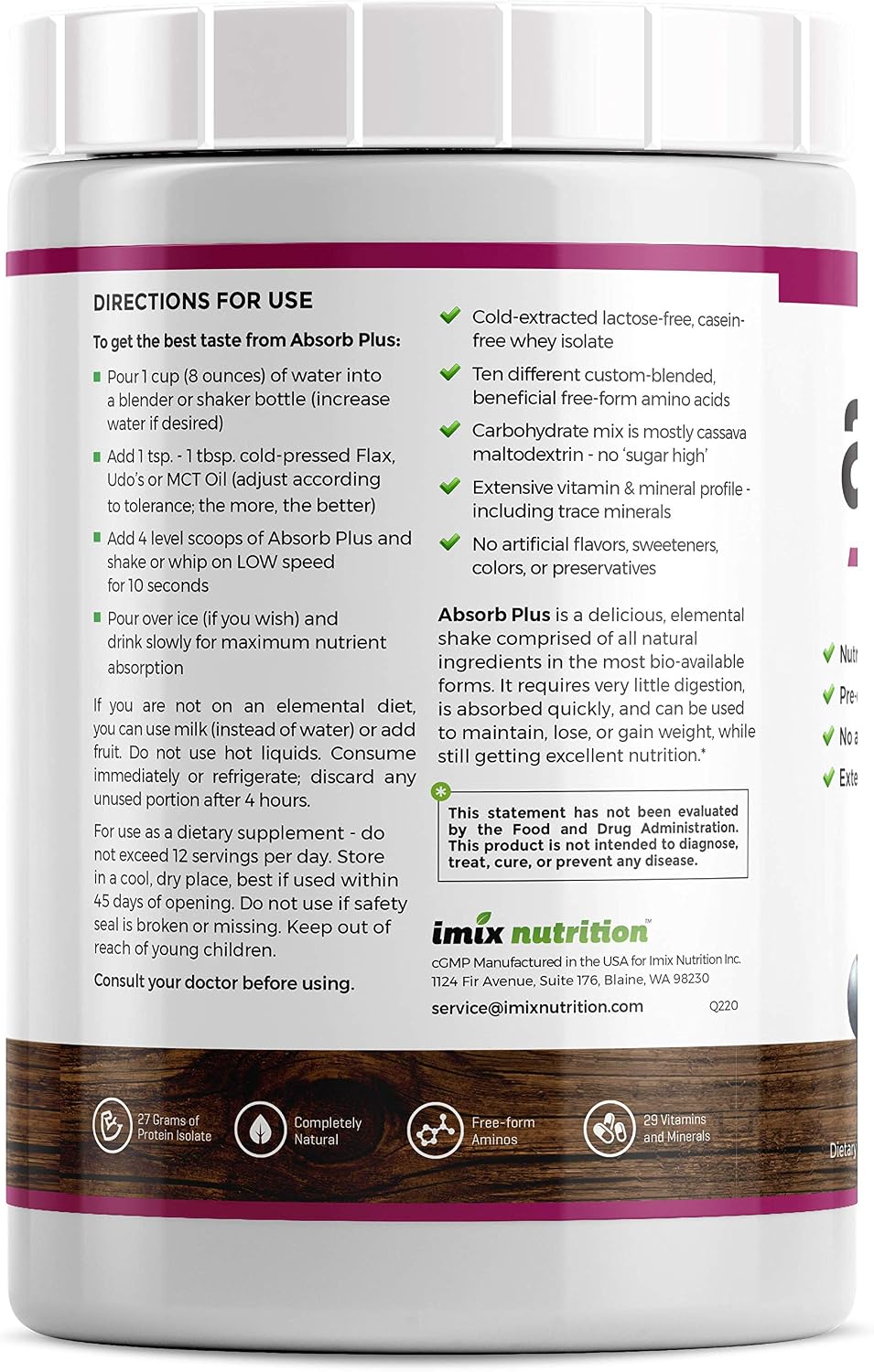 Absorb Plus Isolate Protein, Berry Fusion, 1 kg - görsel 2