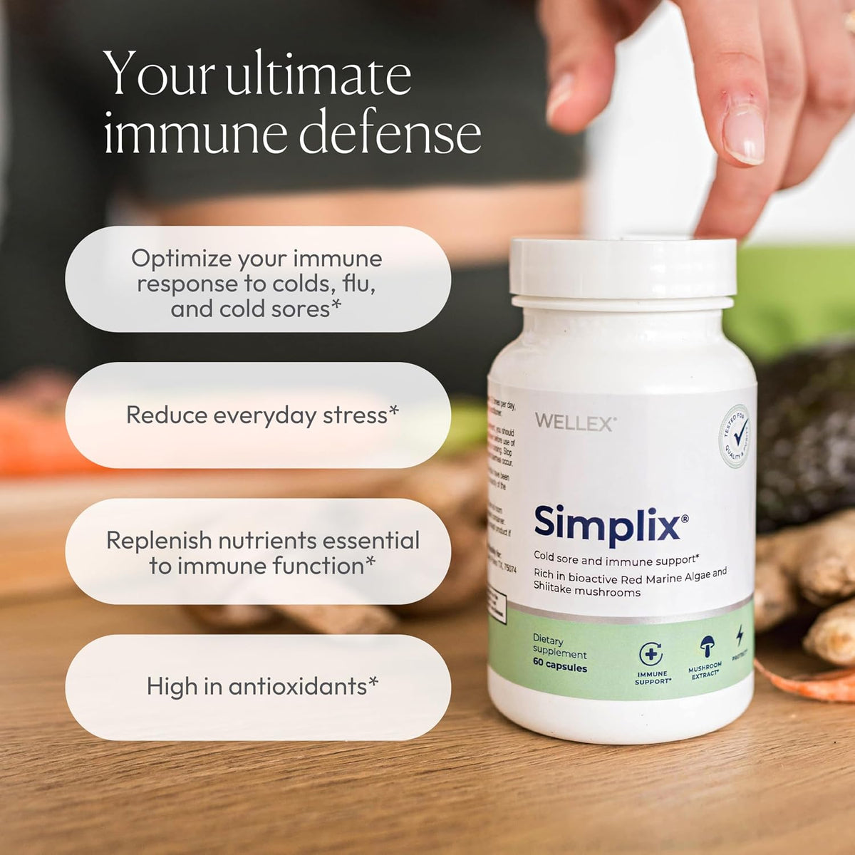 Simplix – Natural Immune Support Supplement with Mushroom & Seaweed Polysaccharides, 60 Veggie Capsules - görsel 5
