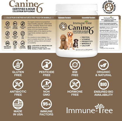 Immune-Tree Bovine Colostrum Powder for Dogs and Puppies – Immune Support, Allergy Relief, Digestive Health (240g)