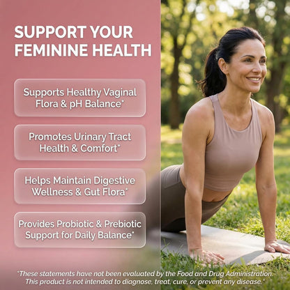Clean Nutra Vaginal Probiotics for Women with Prebiotics, Digestive Enzymes and Cranberry - 90 Vegan Capsules