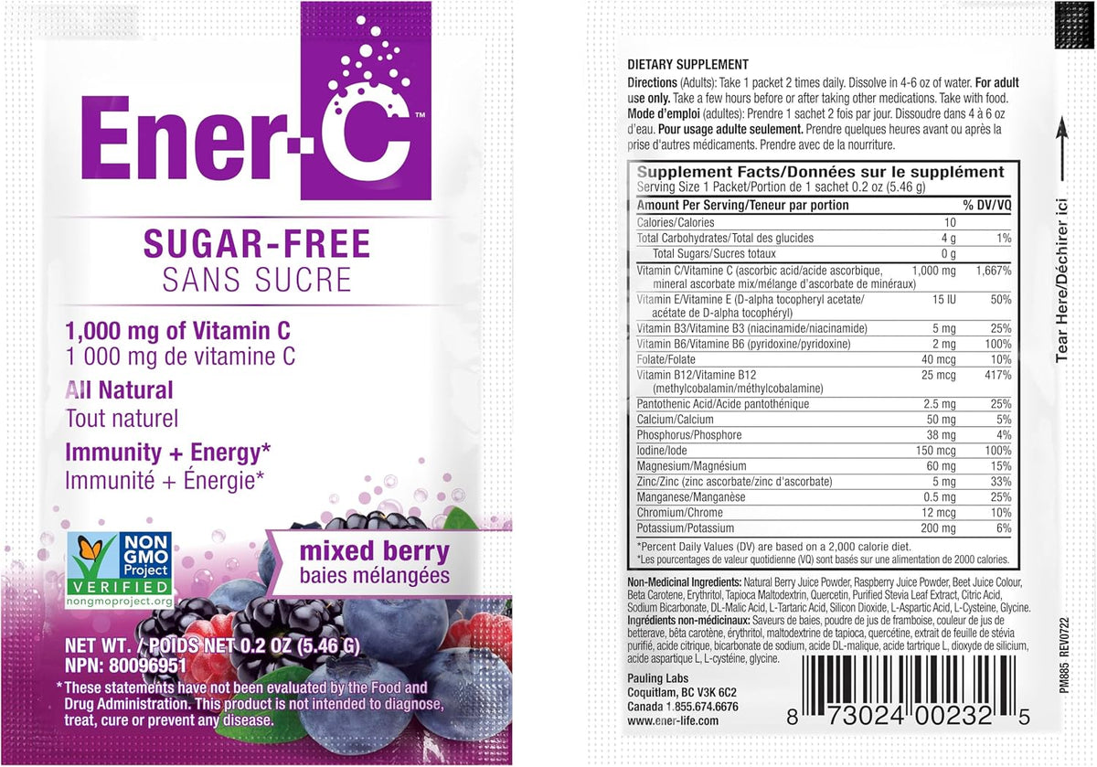 Ener-C Sugar Free Multivitamin Drink Mix – Mixed Berry, 30 Sachets - görsel 9