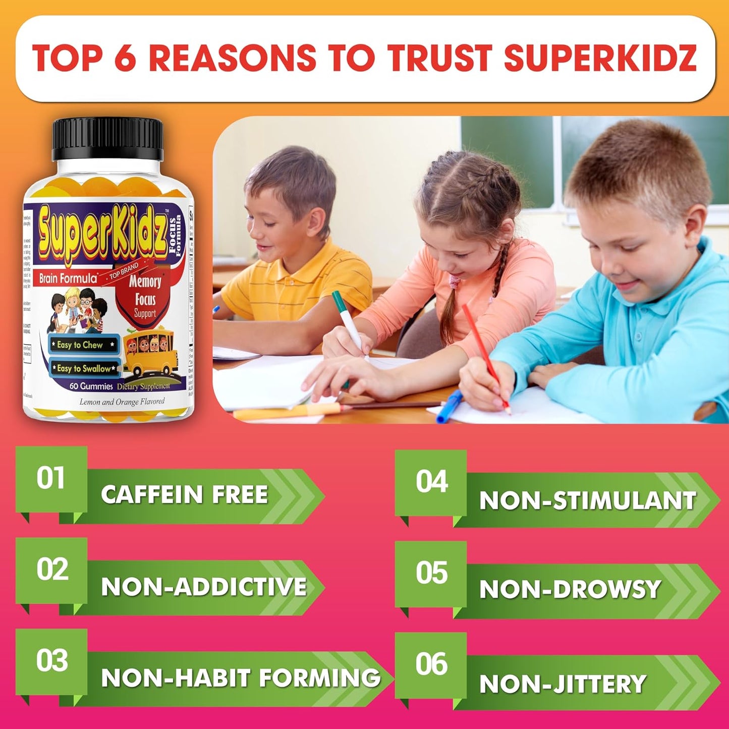 Superkids Kids Focus Gummies with Omega-3 DHA – 60 Gummies - görsel 5