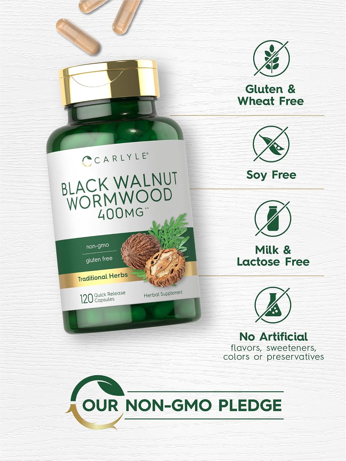 Carlyle Wormwood Black Walnut Herbal Complex - 120 Capsules - görsel 4