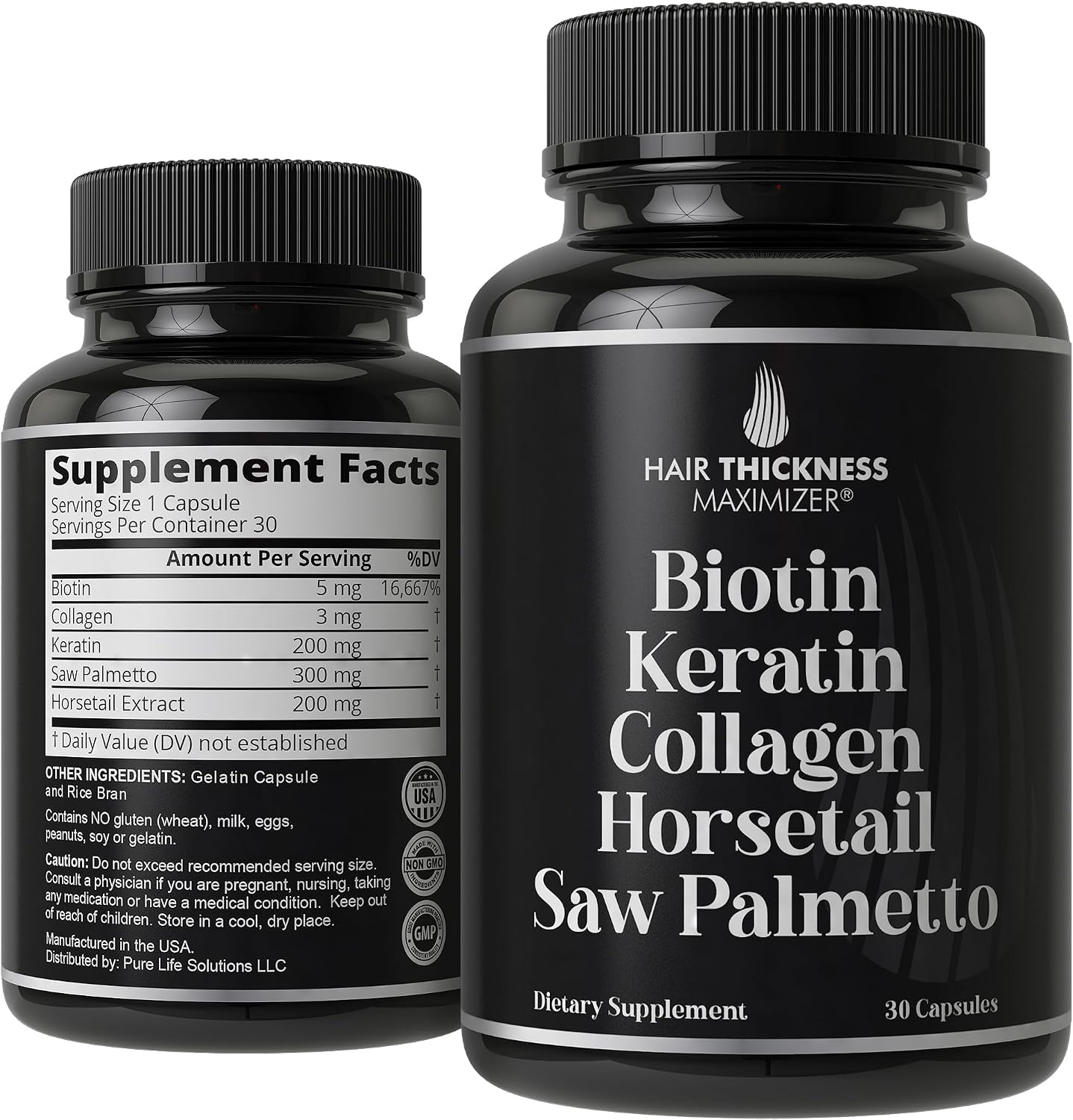Hair Thickness Maximiser 5-in-1 Hair Support Supplement – Biotin 5000mcg with Keratin, Collagen, Horsetail & Saw Palmetto - görsel 6