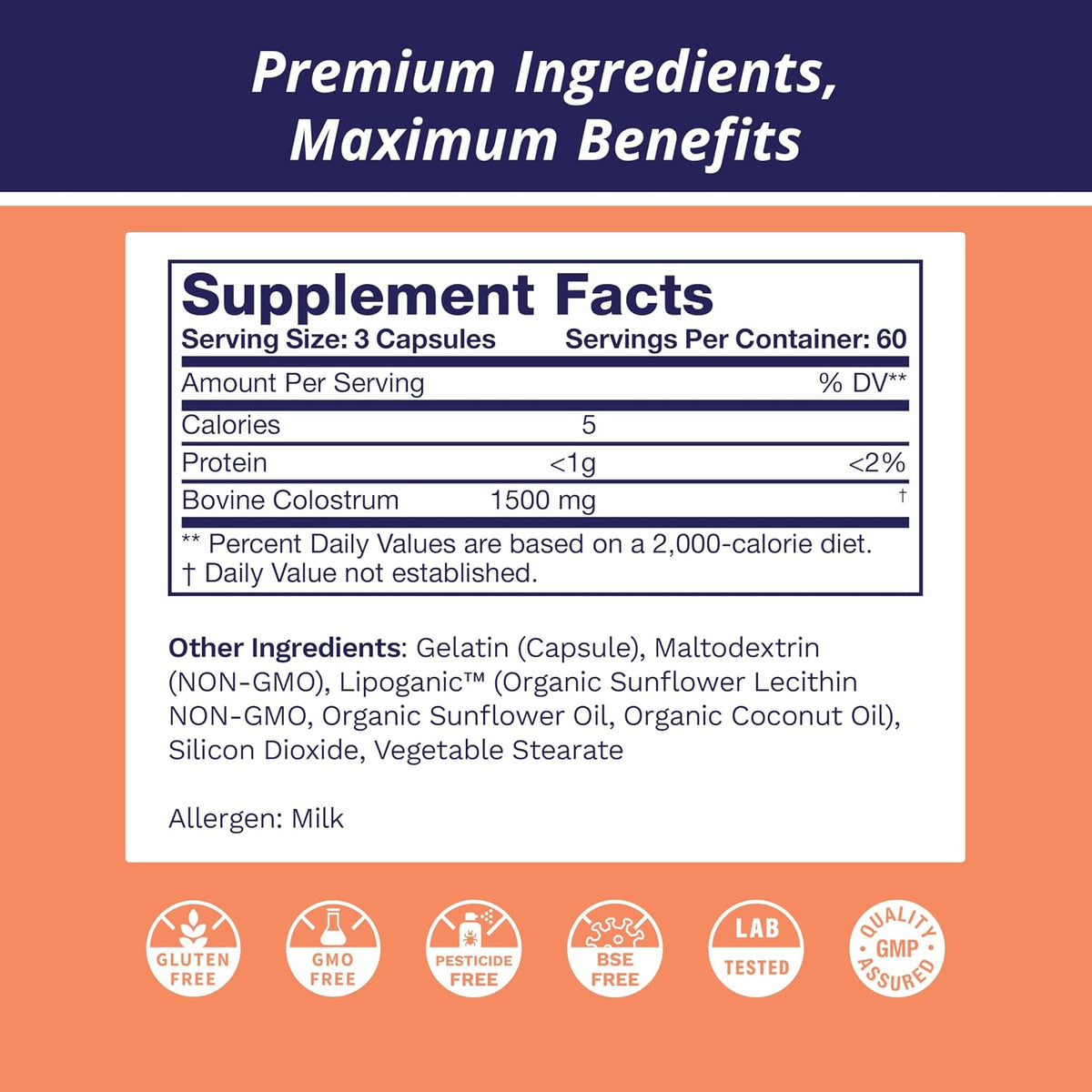 Life's Fortune Liposomal Bovine Colostrum Capsules – Immune Support, Gut Health, Muscle Wellness – 180 Capsules, 1500 mg - görsel 6