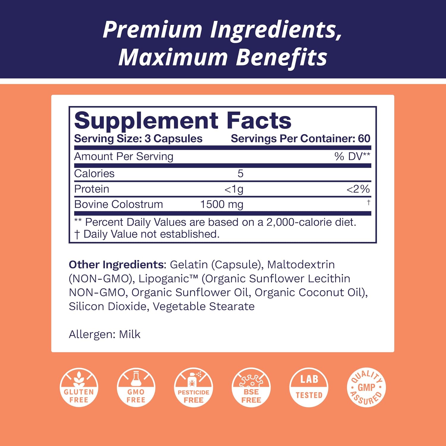 Life's Fortune Liposomal Bovine Colostrum Capsules – Immune Support, Gut Health, Muscle Wellness – 180 Capsules, 1500 mg - görsel 6
