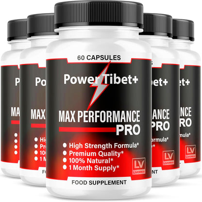 PowerTibet+ Capsules (5 Pack) - Advanced Formula Supplement, 300 Capsules