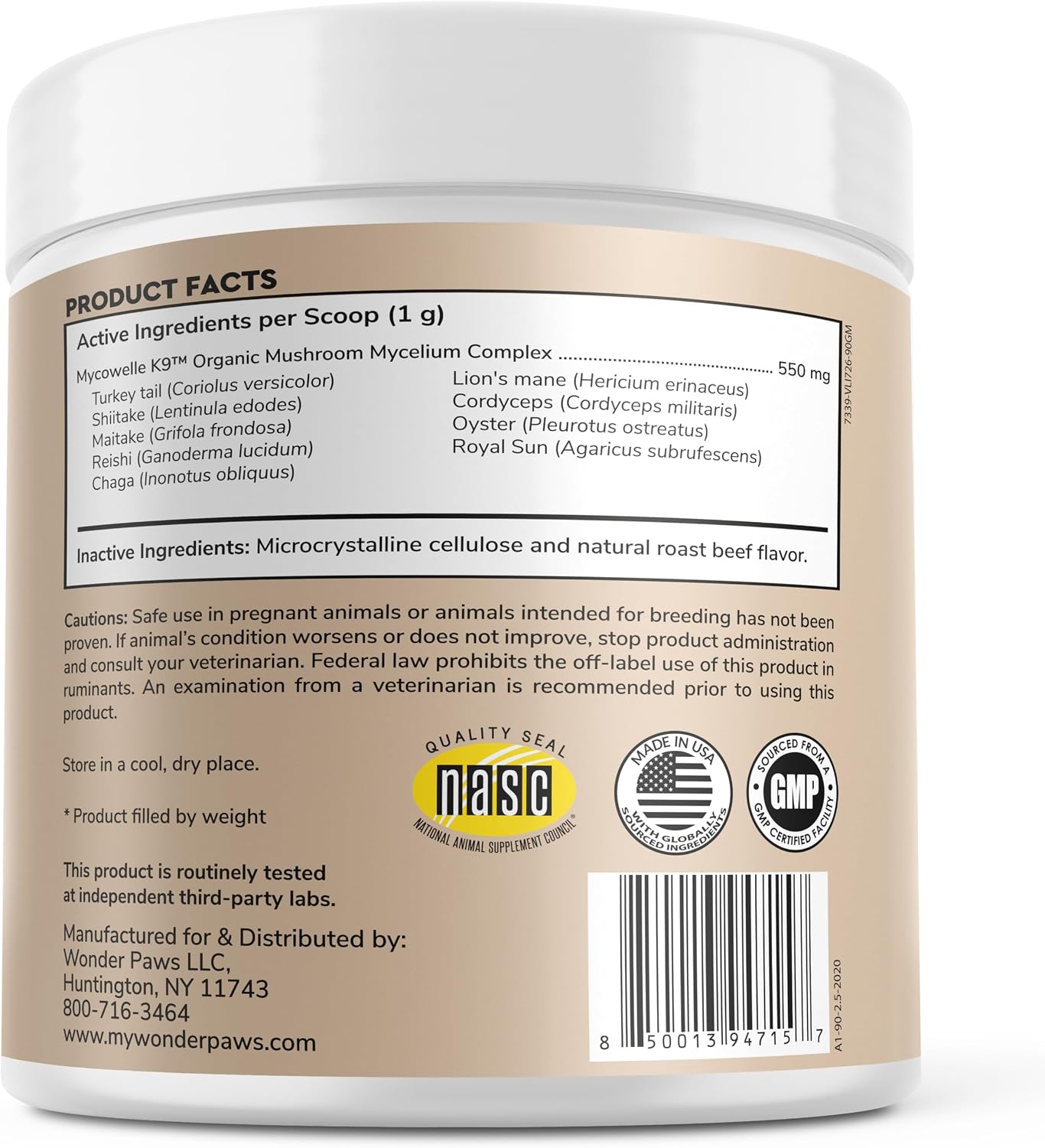 Wonder Paws Immune Support Mushroom Powder for Dogs – Organic Mushroom Complex with Turkey Tail, Reishi & Lion’s Mane (90 Scoops) - görsel 2