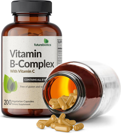 Futurebiotics Vitamin B Complex with Vitamin C - For Energy, Nervous System & Immune Health (200 Vegetarian Capsules)