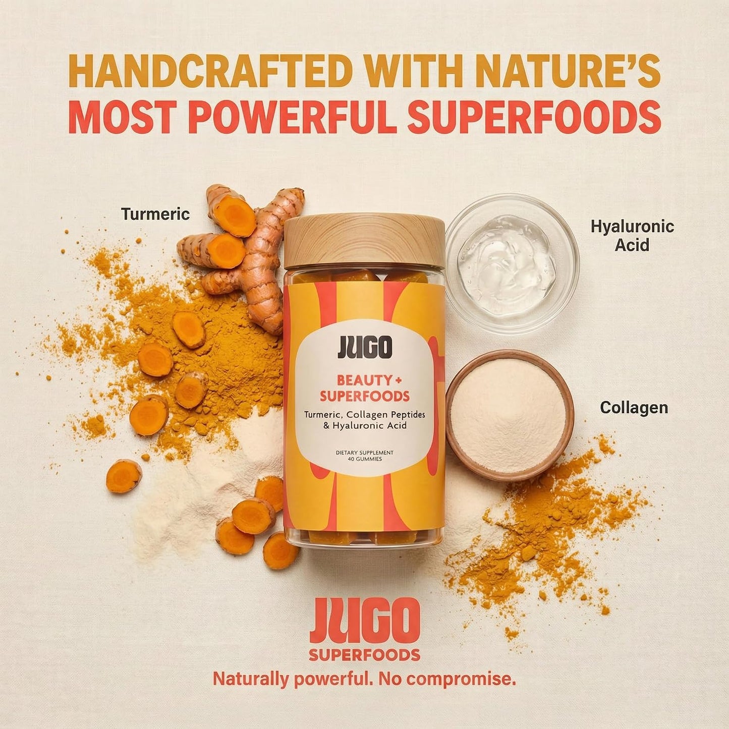 JUGO Beauty + SUPERFOODS Hair, Skin and Nails Collagen Gummies - görsel 3